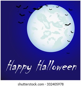 Happy Halloween with Moon and bats