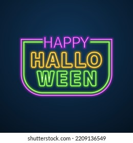 Happy Halloween Neon Effect Vector