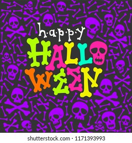 happy halloween neon lettering card,halloween party