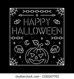HAPPY HALLOWEEN NEON POSTCARD WHITE BLACK BACKGROUND