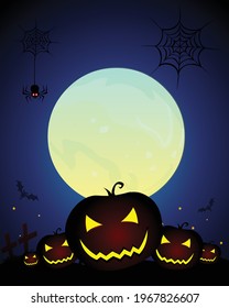 Happy Halloween night background vector illustartion