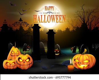 Happy halloween night background.Vector illustration.