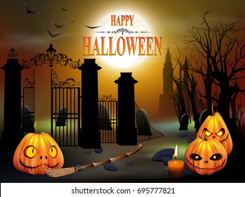 Happy halloween night background.Vector illustration.