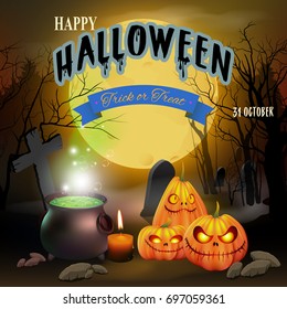 Happy halloween night background.Vector illustration.