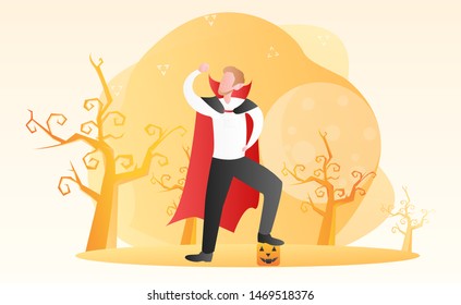 Happy halloween night banner and background illustration template. It can be used as web banner, digital flyer and poster and can also be printed