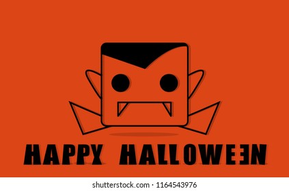 Happy Halloween Night concept: There is cute cartoon about halloween and the word about this holiday on orange background. Space for copy or text.
