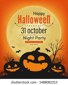 happy halloween night party banner vector design 2019