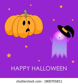 Happy halloween night party card template. Halloween art foe design halloween party invitation, children t-shirt print, wallpaper, greeting gift card etc. 
