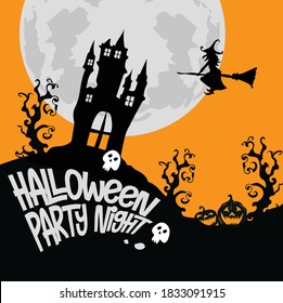 Happy Halloween night party greeting card