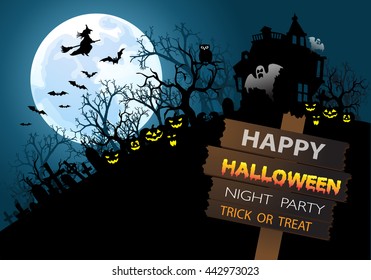 Happy Halloween night party holiday festival design vector illustration.