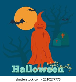 Happy Halloween night party invitation card design.