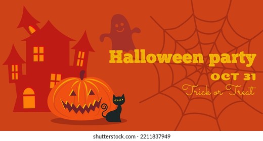 Happy Halloween night party invitation card design.
