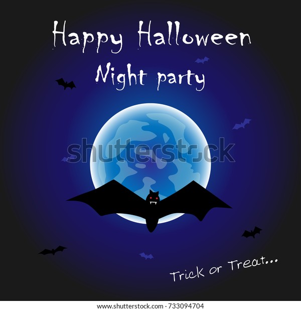 Happy Halloween Night Party On Blue Stock Vektorgrafik Lizenzfrei