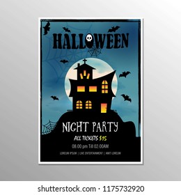 Happy Halloween Night Party Poster. Vector illustration.