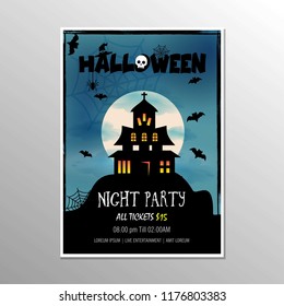 Happy Halloween Night Party Poster. Vector illustration.