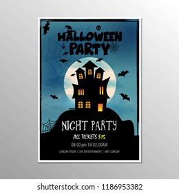 Happy Halloween Night Party Poster. Vector illustration.