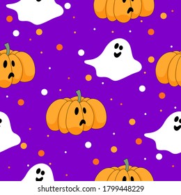 Happy halloween night seamless pattern background. Halloween art for design halloween party invitation, children t-shirt print, wallpaper, greeting gift card, wrapping paper etc. 