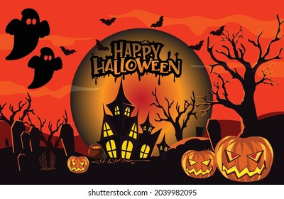 Happy Halloween night vector template, horror night, Happy Halloween day. celebrating night poster vector template