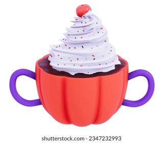 Happy Halloween Objects on a white background. 3d Vector illustration