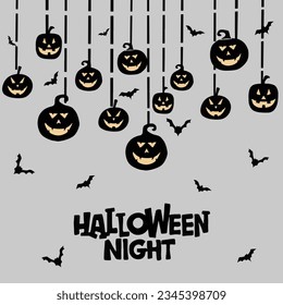Happy Halloween. October 31. Set of simple vector illustrations. Minimalistic, geometric background, pattern, icon, pumpkins, horror, fear. Perfect for poster, media banner, cover or flyer.