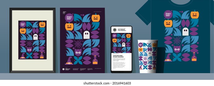 Happy Halloween. October 31. Simple, vector, flat illustration. Set of elements, picture, poster, mobile screen, t-shirt, glass. Perfect for poster, media banner, cover or postcard.