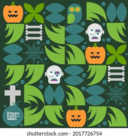 Happy Halloween. October 31. Simple, vector, flat illustration. Minimalist, geometric, background pattern. Perfect for poster, media banner, cover or postcard.