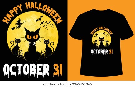 happy halloween october 31 t-shirt design template.This t-shirt is designed for Halloween  lover.  this t-shirt can be the best gift for Halloween  lover.