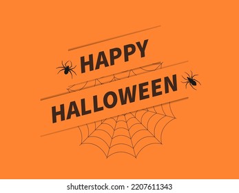 Happy Halloween October 31st, trick or treat. Festive banner with spiders and cobwebs. Paper cut style. Design for greeting cards, posters and banners. Vector illustration