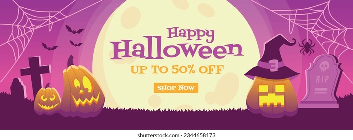 happy halloween offer sale promotion or banner template background vector illustration