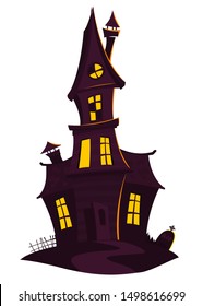 Happy Halloween old haunted house isolated on a white background