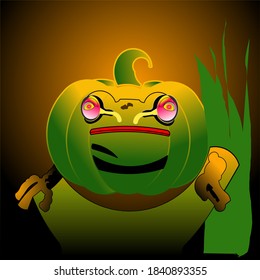 Happy Halloween on October 31 - Holiday. The cursed frog has come. Vector illustration. 