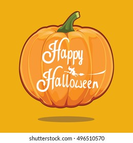 Happy Halloween on pumpkin message design , vector illustration