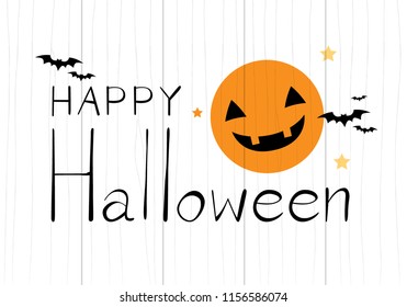 Happy Halloween on wooden background.