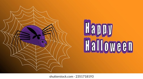 Happy halloween orange hintergrund cobweb spider piss vektor eps10