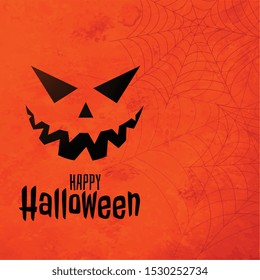 happy halloween orange background with laughing ghost face