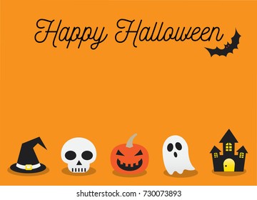 Happy Halloween and Orange Background Vector Illustration