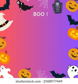 Happy Halloween Orange Background, Wallpaper, Them, with Bat , castle,pumpkin