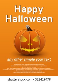 happy halloween orange banner with pumpkin card