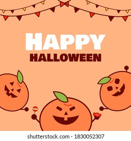 Happy Halloween. Orange character. Halloween background. A fun Halloween party. Illustration vector.