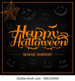 Happy Halloween orange letter in black background vector