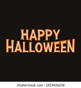 Happy Halloween. Orange lettering with white lines on a dark background. Vector stock illustration.