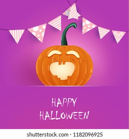 happy Halloween. orange pumpkin with funny characters