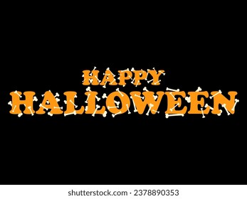 Happy Halloween. Orange text with bones on a black background. Happy Halloween October 31st, trick or treat. Festive design for banners, posters and promotional products. Vector illustration