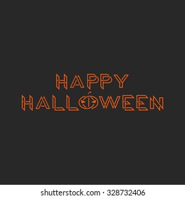 Happy Halloween orange text monogram, mockup greeting card, lettering template design element for poster or flyer