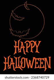Happy Halloween orange and yellow vector illustration, Happy Halloween hand written lettering.