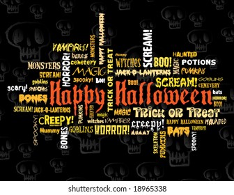 happy halloween and other scary words on a black background