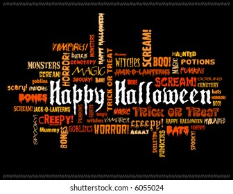 happy halloween and other scary words on a black background