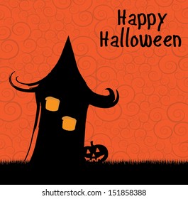 happy halloween  over orange background vector illustration