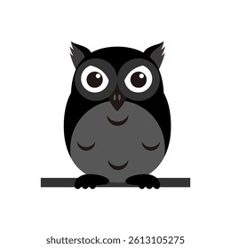 Happy Halloween owl flat vector illustration. Vector scary and creepy owls. Isolated on a blank background can be edited and color-changed.