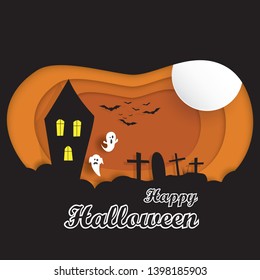 Happy Halloween, Paper art, Paper cut, Craft vector, Vector design